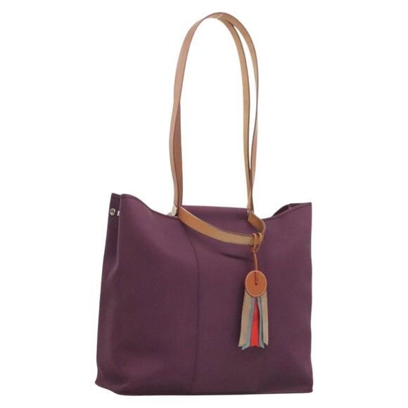 HERMES Cabak GM Tote Bag Canvas Purple Silver Auth bs26280 - Picture 1 of 15